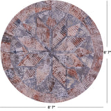 Round Natural Cowhide Hand Stitched Patchwork Rug - 6' 7" X 6' 7" - Golden Nile