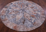 Round Natural Cowhide Hand Stitched Patchwork Rug - 6' 7" X 6' 7" - Golden Nile