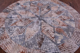 Round Natural Cowhide Hand Stitched Patchwork Rug - 6' 7" X 6' 7" - Golden Nile