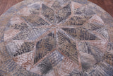 Round Natural Cowhide Hand Stitched Patchwork Rug - 6' 7" X 6' 7" - Golden Nile