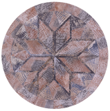 Round Natural Cowhide Hand Stitched Patchwork Rug - 6' 6" X 6' 6" - Golden Nile