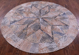 Round Natural Cowhide Hand Stitched Patchwork Rug - 6' 6" X 6' 6" - Golden Nile