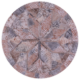 Round Natural Cowhide Hand Stitched Patchwork Rug - 5' 0" X 5' 0" - Golden Nile