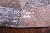 Round Natural Cowhide Hand Stitched Patchwork Rug - 5' 0" X 5' 0" - Golden Nile