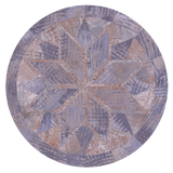 Round Natural Cowhide Hand Stitched Patchwork Rug - 5' 0" X 5' 0" - Golden Nile