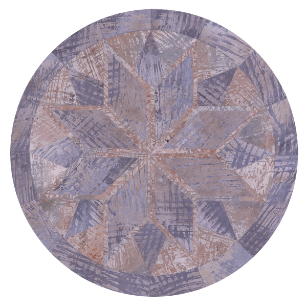 Round Natural Cowhide Hand Stitched Patchwork Rug - 5' 0" X 5' 0" - Golden Nile