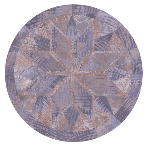 Round Natural Cowhide Hand Stitched Patchwork Rug - 5' 0