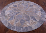 Round Natural Cowhide Hand Stitched Patchwork Rug - 5' 0" X 5' 0" - Golden Nile