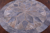 Round Natural Cowhide Hand Stitched Patchwork Rug - 5' 0" X 5' 0" - Golden Nile