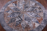 Round Natural Cowhide Hand Stitched Patchwork Rug - 3' 11" X 3' 11" - Golden Nile