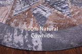 Round Natural Cowhide Hand Stitched Patchwork Rug - 3' 11" X 3' 11" - Golden Nile
