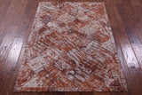 Lantern Tile Brown Natural Cowhide Hand Stitched Patchwork Rug - 3' 5" X 4' 10" - Golden Nile