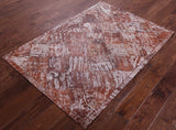Lantern Tile Brown Natural Cowhide Hand Stitched Patchwork Rug - 3' 5" X 4' 10" - Golden Nile