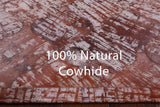 Lantern Tile Brown Natural Cowhide Hand Stitched Patchwork Rug - 3' 5" X 4' 10" - Golden Nile