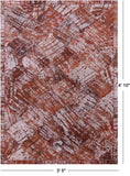 Lantern Tile Brown Natural Cowhide Hand Stitched Patchwork Rug - 3' 5" X 4' 10" - Golden Nile