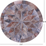 Round Natural Cowhide Hand Stitched Patchwork Rug - 5' 0" X 5' 0" - Golden Nile