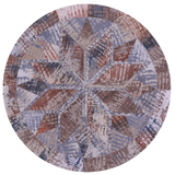 Round Natural Cowhide Hand Stitched Patchwork Rug - 5' 0" X 5' 0" - Golden Nile