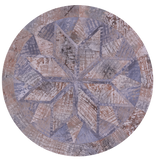 Round Natural Cowhide Hand Stitched Patchwork Rug - 5' 0" X 5' 0" - Golden Nile