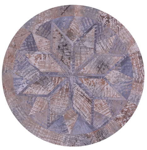 Round Natural Cowhide Hand Stitched Patchwork Rug - 5' 0