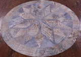 Round Natural Cowhide Hand Stitched Patchwork Rug - 5' 0" X 5' 0" - Golden Nile
