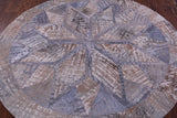 Round Natural Cowhide Hand Stitched Patchwork Rug - 5' 0" X 5' 0" - Golden Nile