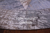 Round Natural Cowhide Hand Stitched Patchwork Rug - 5' 0" X 5' 0" - Golden Nile