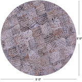 Round Natural Cowhide Hand Stitched Patchwork Rug - 5' 0" X 5' 0" - Golden Nile