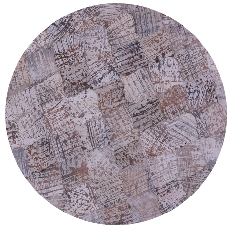 Round Natural Cowhide Hand Stitched Patchwork Rug - 5' 0
