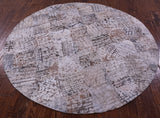 Round Natural Cowhide Hand Stitched Patchwork Rug - 5' 0" X 5' 0" - Golden Nile