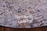 Round Natural Cowhide Hand Stitched Patchwork Rug - 5' 0" X 5' 0" - Golden Nile