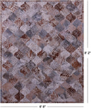 Lantern Tile Natural Cowhide Hand Stitched Patchwork Rug - 6' 8" X 8' 2" - Golden Nile