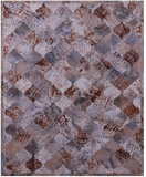 Lantern Tile Natural Cowhide Hand Stitched Patchwork Rug - 6' 8" X 8' 2" - Golden Nile