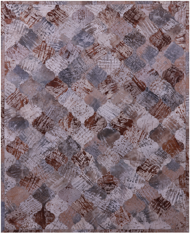 Lantern Tile Natural Cowhide Hand Stitched Patchwork Rug - 6' 8