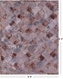 Lantern Tile Natural Cowhide Hand Stitched Patchwork Rug - 6' 8" X 8' 3" - Golden Nile