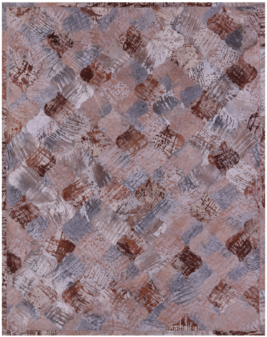 Lantern Tile Natural Cowhide Hand Stitched Patchwork Rug - 6' 8