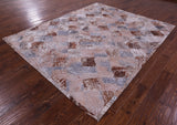Lantern Tile Natural Cowhide Hand Stitched Patchwork Rug - 6' 8" X 8' 3" - Golden Nile