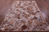 Lantern Tile Brown Natural Cowhide Hand Stitched Patchwork Rug - 6' 8" X 9' 11" - Golden Nile