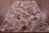 Lantern Tile Brown Natural Cowhide Hand Stitched Patchwork Rug - 6' 8" X 9' 11" - Golden Nile