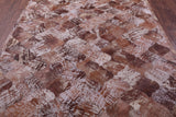 Lantern Tile Brown Natural Cowhide Hand Stitched Patchwork Rug - 6' 8" X 9' 11" - Golden Nile