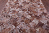 Lantern Tile Brown Natural Cowhide Hand Stitched Patchwork Rug - 6' 8" X 9' 11" - Golden Nile