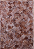 Lantern Tile Brown Natural Cowhide Hand Stitched Patchwork Rug - 6' 8" X 9' 11" - Golden Nile