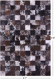 Black & Brown Salt & Pepper Natural Cowhide Hand Stitched Patchwork Rug - 6' 7" X 9' 9" - Golden Nile