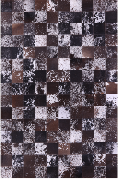 Black & Brown Salt & Pepper Natural Cowhide Hand Stitched Patchwork Rug - 6' 7" X 9' 9" - Golden Nile