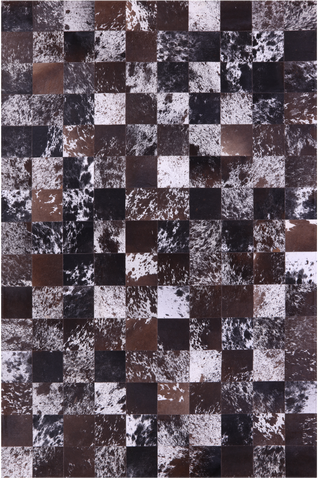 Black & Brown Salt & Pepper Natural Cowhide Hand Stitched Patchwork Rug - 6' 7