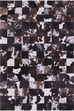 Black & Brown Salt & Pepper Natural Cowhide Hand Stitched Patchwork Rug - 6' 7" X 9' 9" - Golden Nile