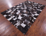 Black & Brown Salt & Pepper Natural Cowhide Hand Stitched Patchwork Rug - 6' 7" X 9' 9" - Golden Nile
