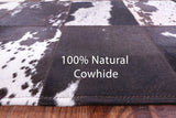 Black & Brown Salt & Pepper Natural Cowhide Hand Stitched Patchwork Rug - 6' 7" X 9' 9" - Golden Nile
