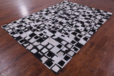 Wabi-Sabi Black & White Natural Cowhide Hand Stitched Patchwork Rug - 6' 10" X 9' 8" - Golden Nile