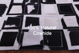Wabi-Sabi Black & White Natural Cowhide Hand Stitched Patchwork Rug - 6' 10" X 9' 8" - Golden Nile