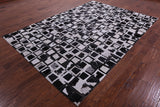 Wabi-Sabi Black & White Natural Cowhide Hand Stitched Patchwork Rug - 6' 10" X 9' 8" - Golden Nile